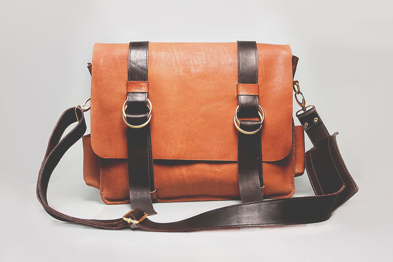 Tan Leather Messenger Bag