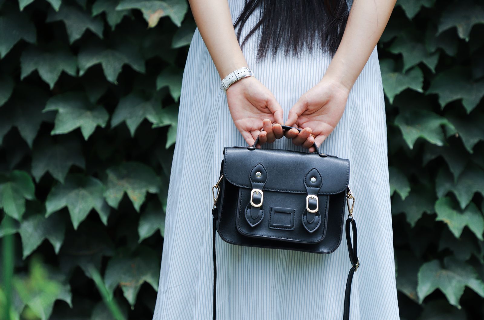 Navy Leather Satchel